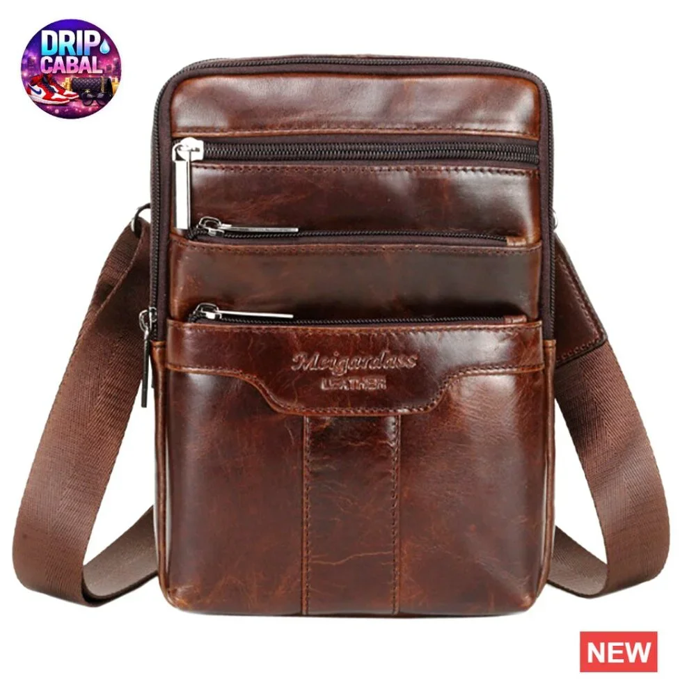 Genuine Leather Messenger Bag Crossbody Shoulder Sling Pack
